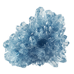 abstract, hyper-translucent azure and pearl white fractal sculpture resembling a frozen sound wave, inner glow, macro shot on transparent void. Concept of advanced data visualization