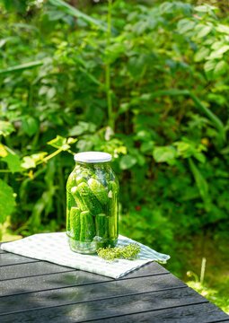 Fresh cucumbers in a jar telling stories of garden life