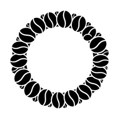 Coffee Beans Round Frame Design in Black and White