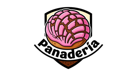 Pink Concha Panadería Logo Illustration for Traditional Mexican Sweet Bread Bakery Design