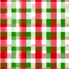 Gingham Festive Red Green Checkered Pattern Seamless Holiday Textile Design Vintage Rustic Christmas Fabric Background