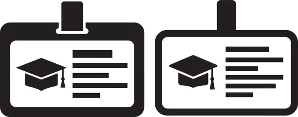 Two graduation id cards silhouette