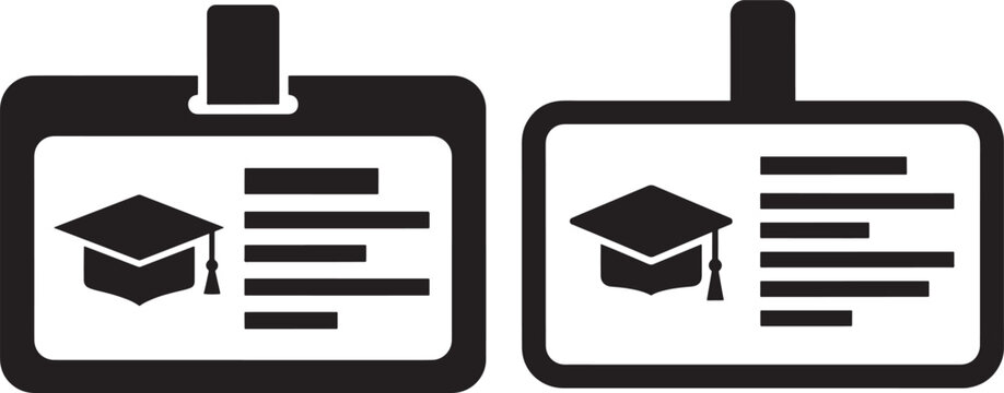 Two graduation id cards silhouette