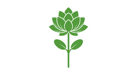 Elegant Green Lotus Flower Icon Minimalist Botanical Plant Illustration Design