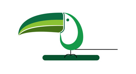 Obraz premium Vibrant Green Toucan Bird Minimalist Vector Illustration Wildlife Graphic Art on White Background