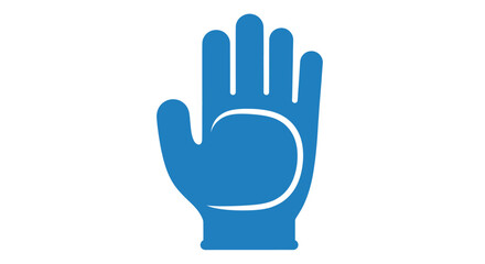 Vibrant blue open hand palm facing forward icon for stop or safety warning symbol