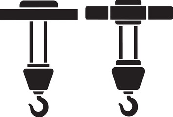 Two industrial hoist hooks silhouette