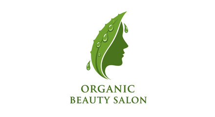 Natural Beauty Skincare Logo Design Featuring Organic Aloe Leaf and Elegant Female Face Silhouette