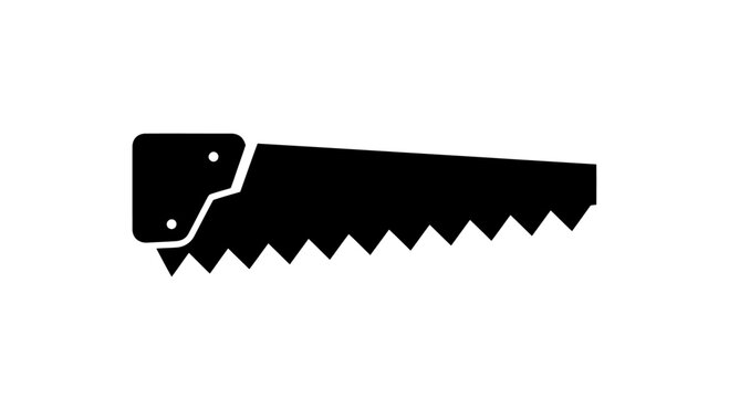 Black hand saw tool silhouette icon perfect for carpentry and DIY construction projects
