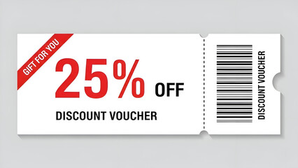 Get 25% Off with this Discount Voucher for a Special Gift, Featuring a Barcode for Easy Redemption, Perfect for Promotions and Customer Appreciation