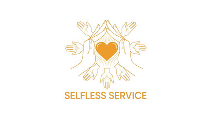 Golden Hands Protecting a Radiant Heart Symbolizing Selfless Service and Unity