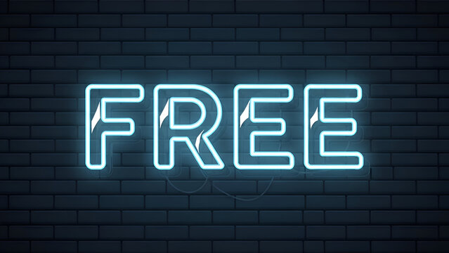 Get your message across with this stunning FREE neon sign against a dark brick wall, perfect for promotions and announcements, shining bright!