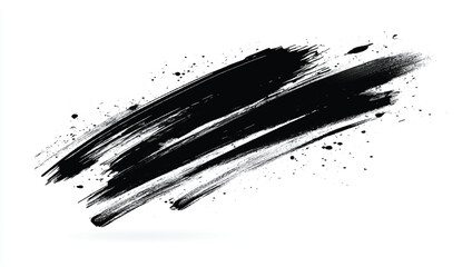 Black brush stroke. Hand drawn ink spot isolated on white background. Vector illustration