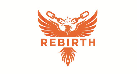 Powerful Phoenix Bird Breaking Chains Symbolizing Rebirth Freedom and Strength Logo Icon Design