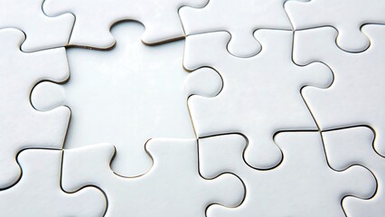 White puzzle with missing piece and clean background
