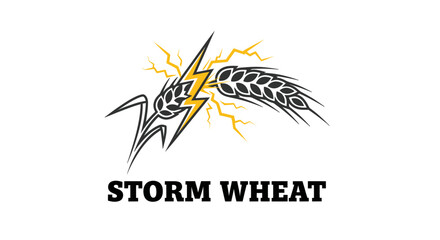 Striking wheat and lightning bolt emblem representing powerful agricultural growth and nature's