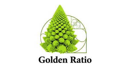 Abstract illustration of Romanesco broccoli demonstrating golden ratio geometry and natural