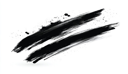 Artistic grunge brush paint stroke in black isolated over white background. Design element vector illustration.