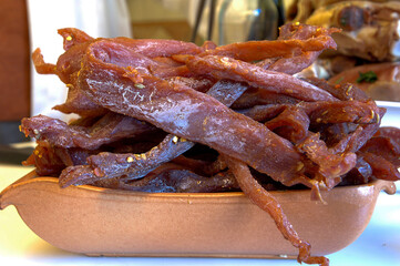 Coppiette di maiale or park couples is a traditional food of the area of Roman Hills near Rome in...