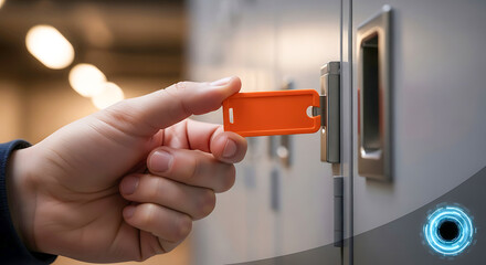 Locker Access: Hand with Orange Key Tag