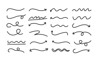 Collection of Hand Drawn Wavy and Arrow Lines wavy line