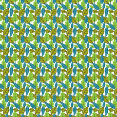 Fototapeta premium Colorful Leaf Pattern Seamless Repeat Flat Design Illustration