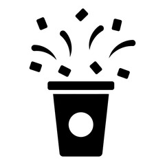 Confetti party popper graphic icon design in black color