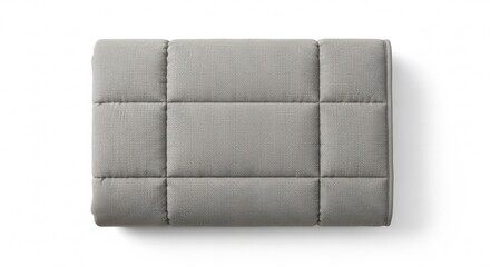 Weighted blanket on couch isolated image, gray fabric texture, anxiety relief and ADHD support accessory, minimalist white background