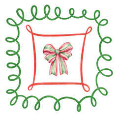 Doodle Frames set with bow, elegant borders for holiday design.