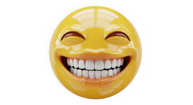 Laughing so hard i'm crying emoji face with drool, 3d render isolated on transparent background