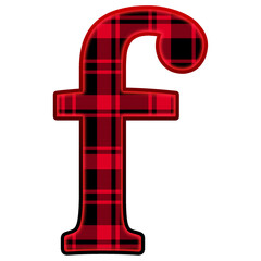 Obraz premium Red Plaid Christmas Lowercase Letter F for holiday design.