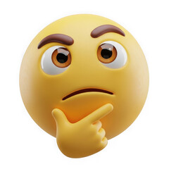 Yellow emoji thinking with finger on chin icon