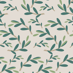 Olive branch seamless pattern for fabric print, for bed linen stock vector illustration 