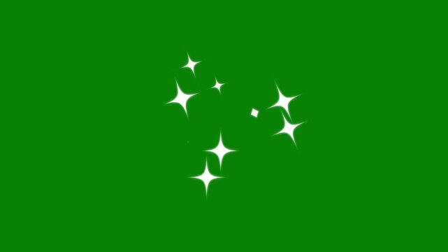 Sparkling Stars Motion, shining white twinkle doodle, retro vector blinking sparkle, glowing particle flash, magical glitter dust trail, green screen loop, 4K sparkle starry night background animation