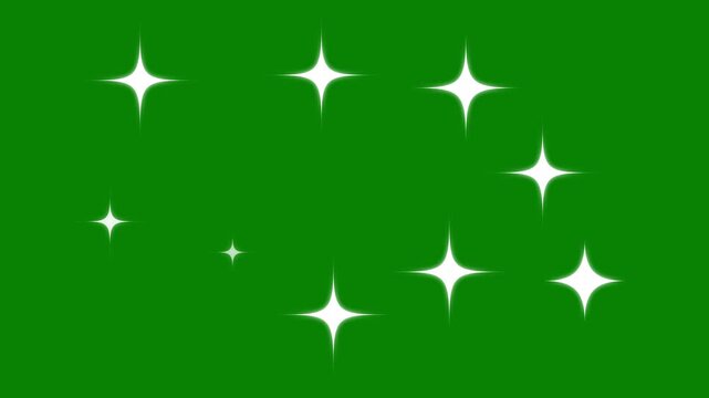 Twinkle Star Background, blinking white doodle sparkle, 2D retro vector stars, shining glitter burst animation, glowing magic dust trail, green screen loop, 4K sparkle starlight sky motion effect