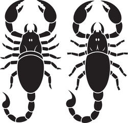 Two black scorpion silhouettes facing each other