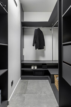 Modern apartment closet with sleek interior design