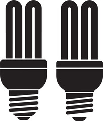 Two compact fluorescent light bulbs silhouette