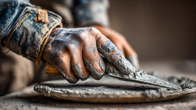 Skilled artisan shaping clay with practiced hands, crafting unique pottery in a rustic workshop, highlighting creativity and dedication to craft - Powered by Adobe