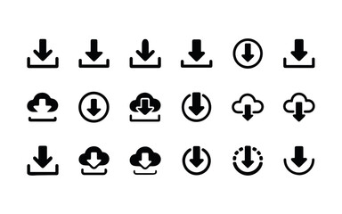 Minimalist download icons set for apps, websites, and branding.	