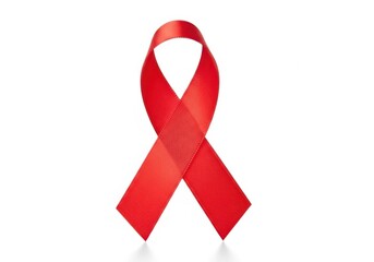 Classic red awareness ribbon symbol for hivaids isolated on white background, perfect for medical and charity communication