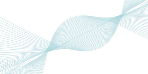 White abstract background with blue flowing wave lines. Minimalist wavy lines. Modern design element. Futuristic technology concept. Suit for banner, flyer, brochure, poster,