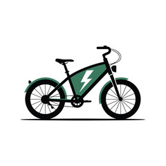 Fototapeta premium An electric bicycle with a green frame features a lightning bolt symbol.