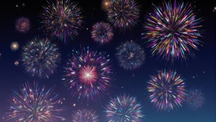 Fototapeta premium Vibrant Fireworks Display Illuminating the Night Sky.