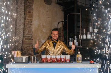 Bartender performing an exciting cocktail show