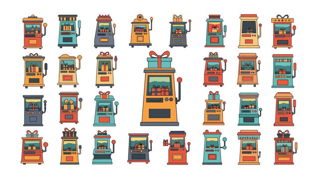 Arcade Machines Galore: A vibrant collection of classic arcade machines, each showcasing a unique design, inviting viewers to step back in time and relive the thrill of gaming. 