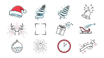 Festive Embellishments: Collection of merry elements perfect for holiday-themed designs, each with its unique charm and festive feel. 