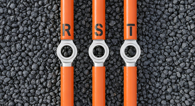 RST Electrical Cables on Gravel Background