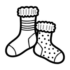 Whimsical Holiday Socks with Stripes and Dots Illustration
