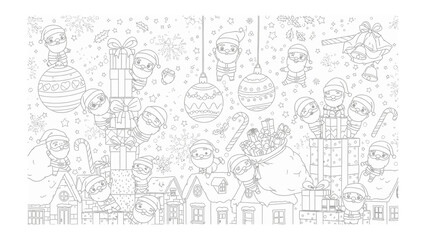 Obraz premium Festive Illustration: A charming, hand-drawn illustration captures the essence of winter holiday cheer.